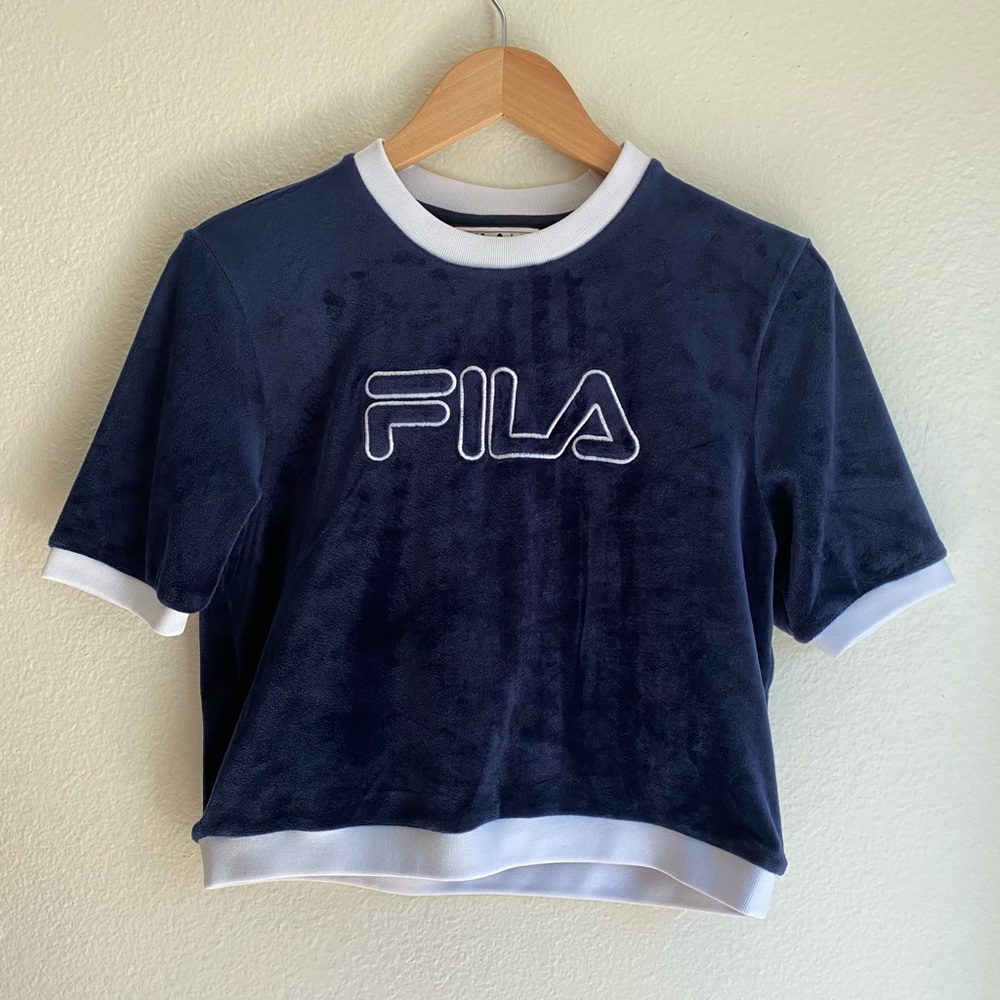 Size L FILA Velour Crop Top - Picture 1 of 6